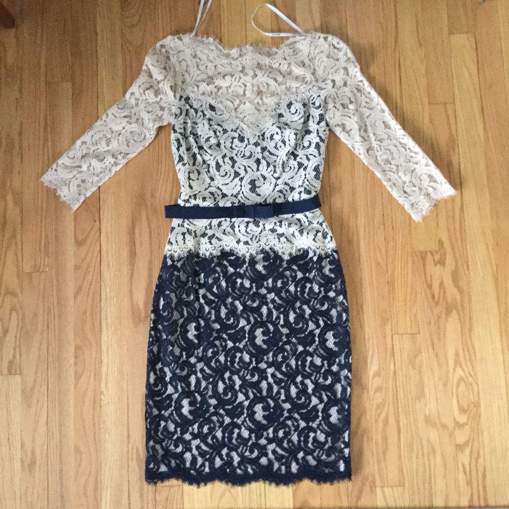 Tadashi Shoji Lace Two-tone Dress